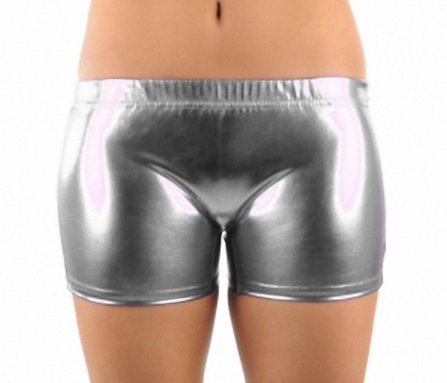 (image for) Crazy Chick Girls Shiny Silver Hot Pants M/L